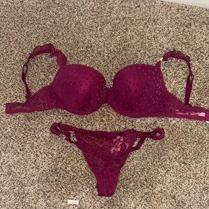 NWT Victoria Secret PINK Burgundy Bra and Panty Set